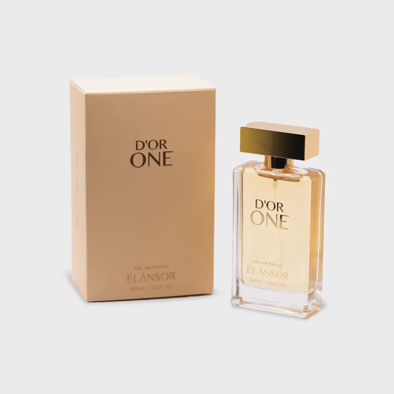 D’Or One perfume bottle beside its ÉLANSOR gift box